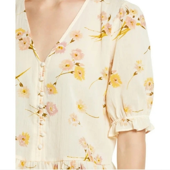Madewell Courtyard Carnation Print Ruffle Hem Top - Picture 4 of 9